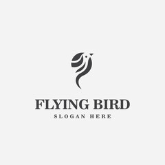 bird logo design, in black and white monochrome style