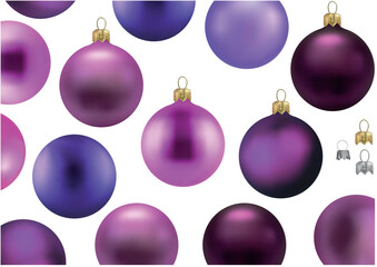 A Set of Purple Christmas Balls as a Set for Designers and Illustrators
