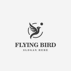 bird logo design, in black and white monochrome style