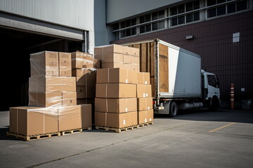 packed boxes load into truck
