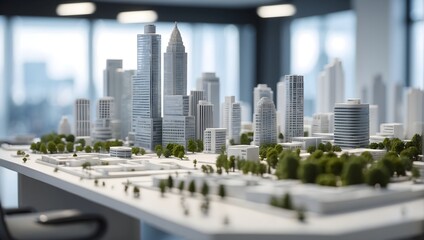 Obraz premium model of the city on the business table