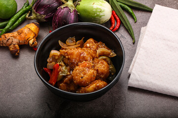 Chinese cuisine - prawn with chili sauce