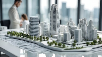 model of the city on the business table
