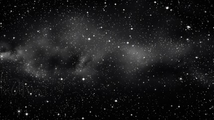Dark night sky with stars, black and white color, abstract, background