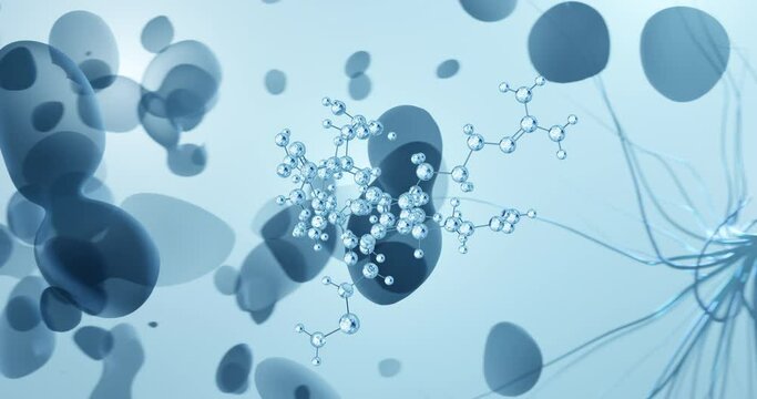 Argireline rotating molecular 3d structure ball-and-stick model, looped video acetyl hexapeptide-3