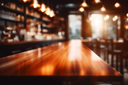 bar counter, blurred background