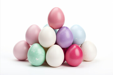 Colorful Easter eggs on a white background. Easter symbol