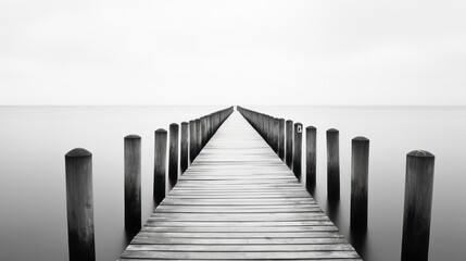 Forgotten pier, black and white color