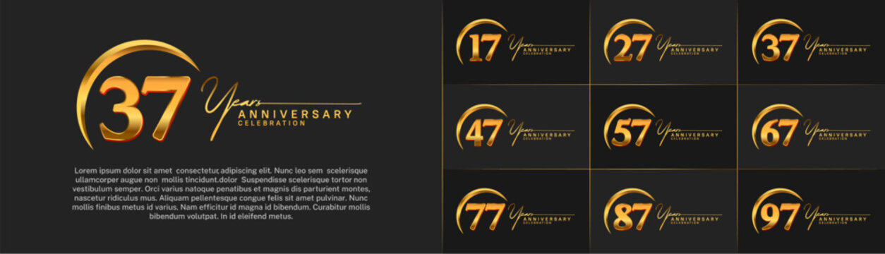 Set of Anniversary Logotype gold color can be use for special day celebration