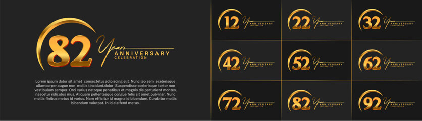 Set of Anniversary Logotype gold color can be use for special day celebration - obrazy, fototapety, plakaty
