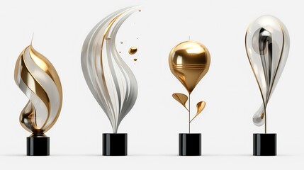 Gold, silver and bronze balloons on white background. Vector illustration.