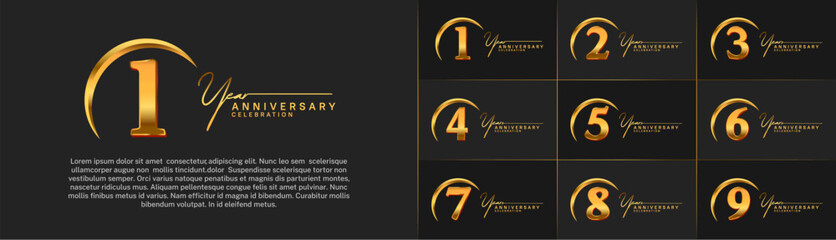 Set of Anniversary Logotype gold color can be use for special day celebration