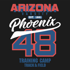 Sport t-shirt graphics. Arizona Phoenix athletic apparel design. Vector