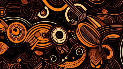 Fototapeta premium Cartoon hand-drawn doodles Ethnic seamless pattern. Colorful detailed, with lots of objects background. Funny vector illustration.