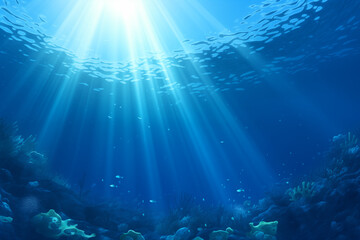 Fototapeta premium underwater background of the blue ocean