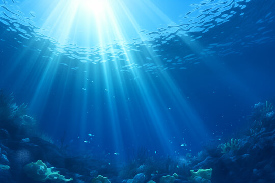 underwater background of the blue ocean