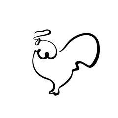 Rooster illustration in line art style