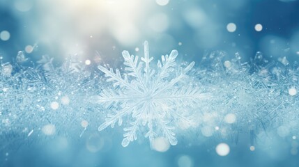 Obraz na płótnie Canvas Snowflake background. Winter texture. White snowflakes are flying on a blue background.