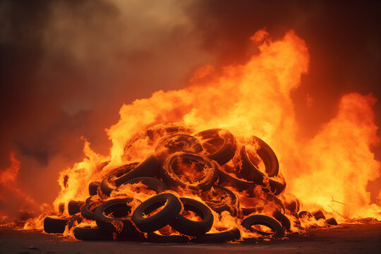 burning tires in a landfill