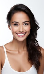 Smile of young woman with healthy white teeth and hygiene Concept of advertising dentist and facial care