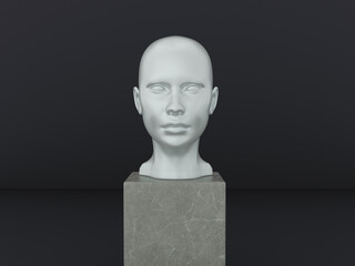 Woman head generic statue, mock up for jewelry and headwear products display. 3D render.