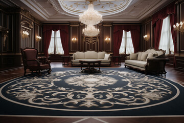 a large carpet in a luxurious office