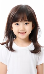 Smile of little Korean girl with healthy white teeth and hygiene Concept of advertising dentist and facial care