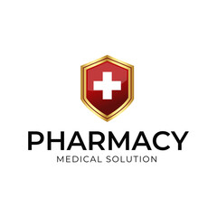 Obraz premium Medical Cross and Health Pharmacy Logo Vector Template on white background