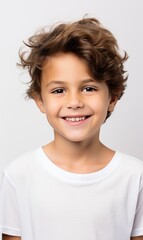 Smile of little boy with healthy white teeth and hygiene Concept of advertising dentist and facial care