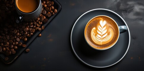 coffee cup on the table - obrazy, fototapety, plakaty