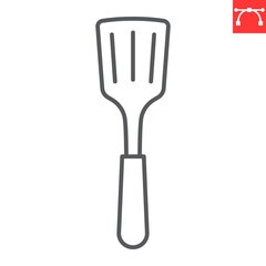 Slotted turner line icon, kitchen and kitchenware, slotted spatula vector icon, vector graphics, editable stroke outline sign, eps 10