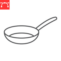 Frying pan line icon, kitchen and kitchenware, fry pan vector icon, vector graphics, editable stroke outline sign, eps 10