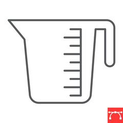 Measuring cup line icon, kitchen and kitchenware, measuring cup vector icon, vector graphics, editable stroke outline sign, eps 10