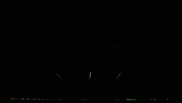 Three big explosions up high and then in the bottom consecutively, Pattaya international Fireworks Festival 2023, Thailand