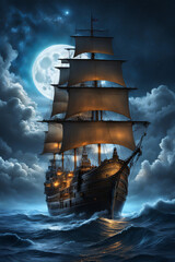 Naklejka premium majestic pirate ship