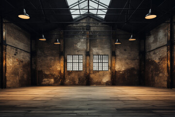empty interior of an industrial loft