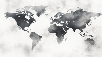 Vintage world map texture, black and white color, abstract, background