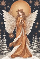 Fototapeta premium Christmas Angels Beauty Holiday Season Postcard