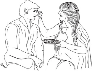 Brother-Sister Connection: Sketch Drawing of Rakhi Festival Gift Exchange, Tradition of Love: Indian Brother Cartoon Clip Art Giving Rakhi Present