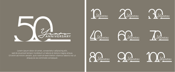 Naklejka premium set of anniversary logo white color on brown background for celebration moment