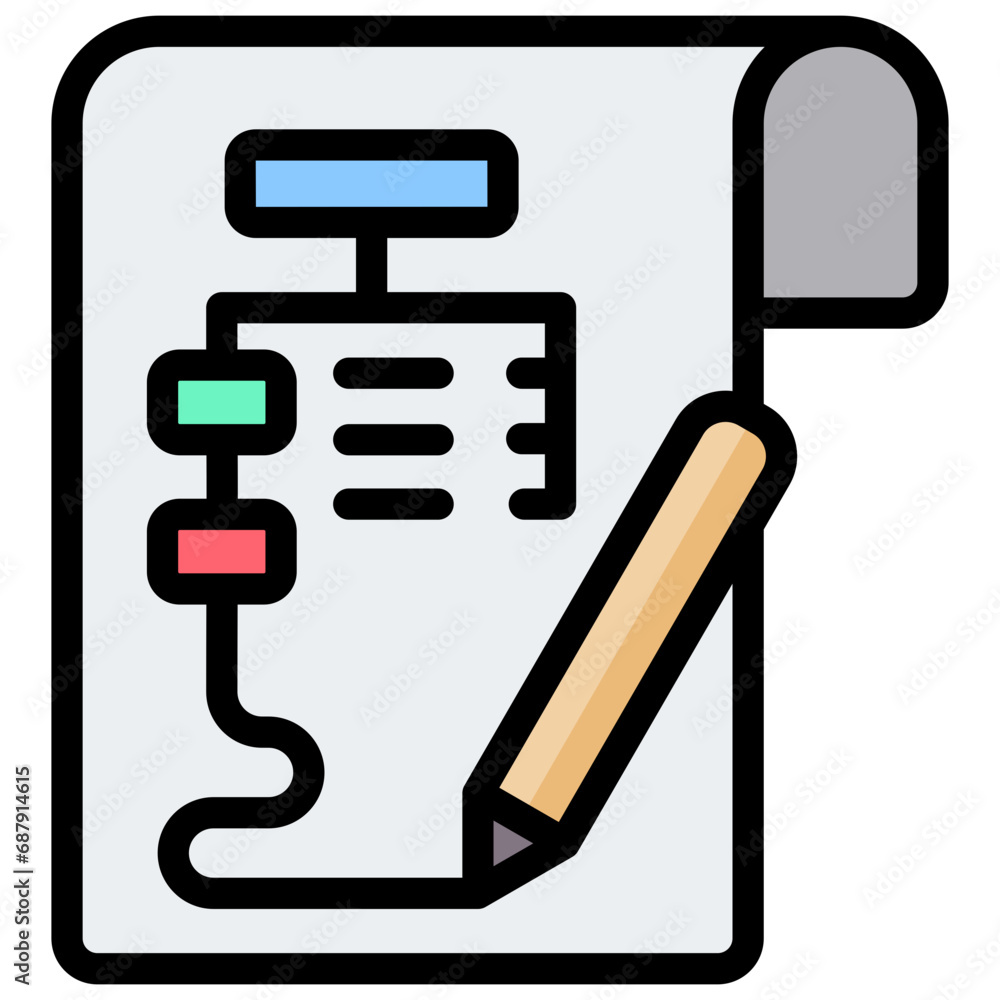 Poster writing flowchart outline color icon