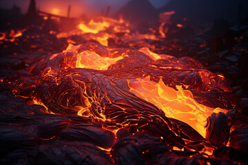 lava flows volcano close-up