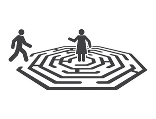 man and woman in maze