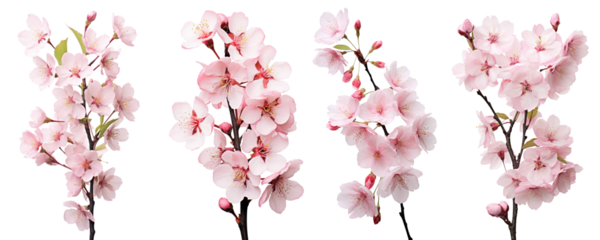Cherry blossoms, spring flowers, isolated or white background