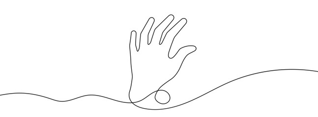 Continuous line drawing of hand. One line drawing background.