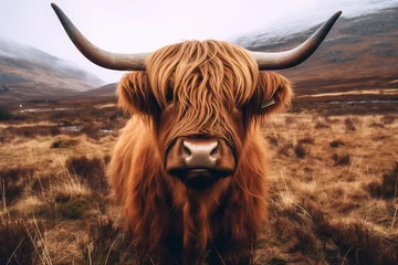 Abwaschbare Fototapete Büffel scottish brown cow with long hair