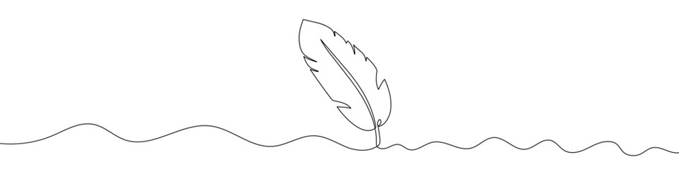 Continuous line drawing of feathers. Feathers continuous line icon.