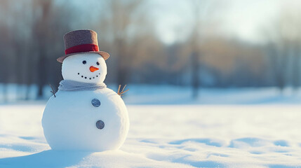 Snowman in winter and Christmas festival.