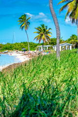 Bahia Honda Key, FL - February 21. 2016: Bahia Honda Beach with tourists on a sunny day