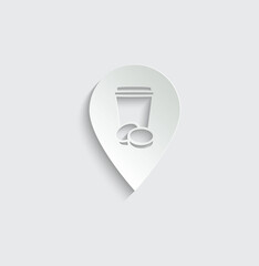 Fototapeta na wymiar coffee shop icon with map pinter symbol vector cafe icon logo macarons